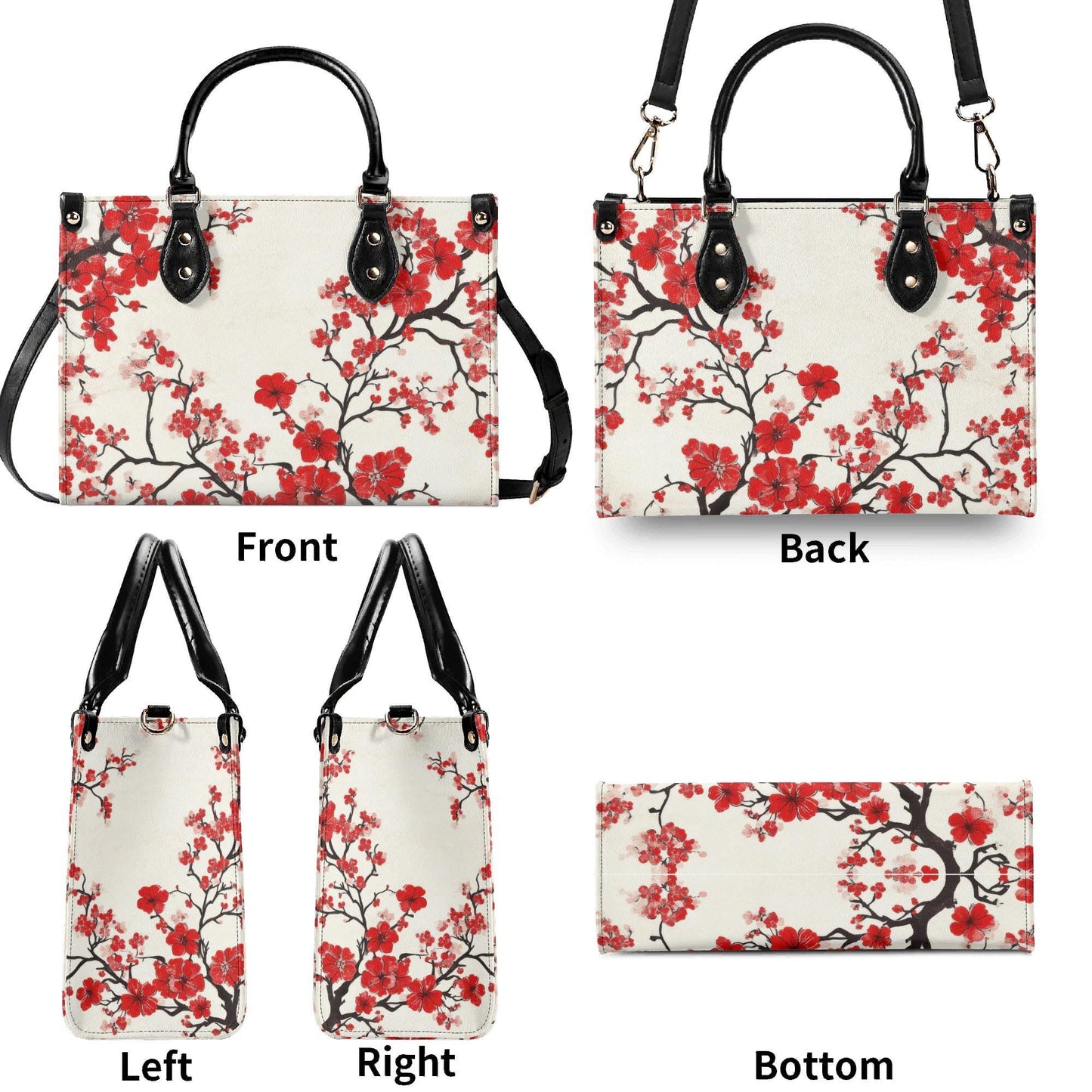 Scarlet Serenade Square Handbag, Waterproof Vegan Leather Handbag, Top Handle, High-quality Crossbody Bag, Shoulder bag, Tote Bag,