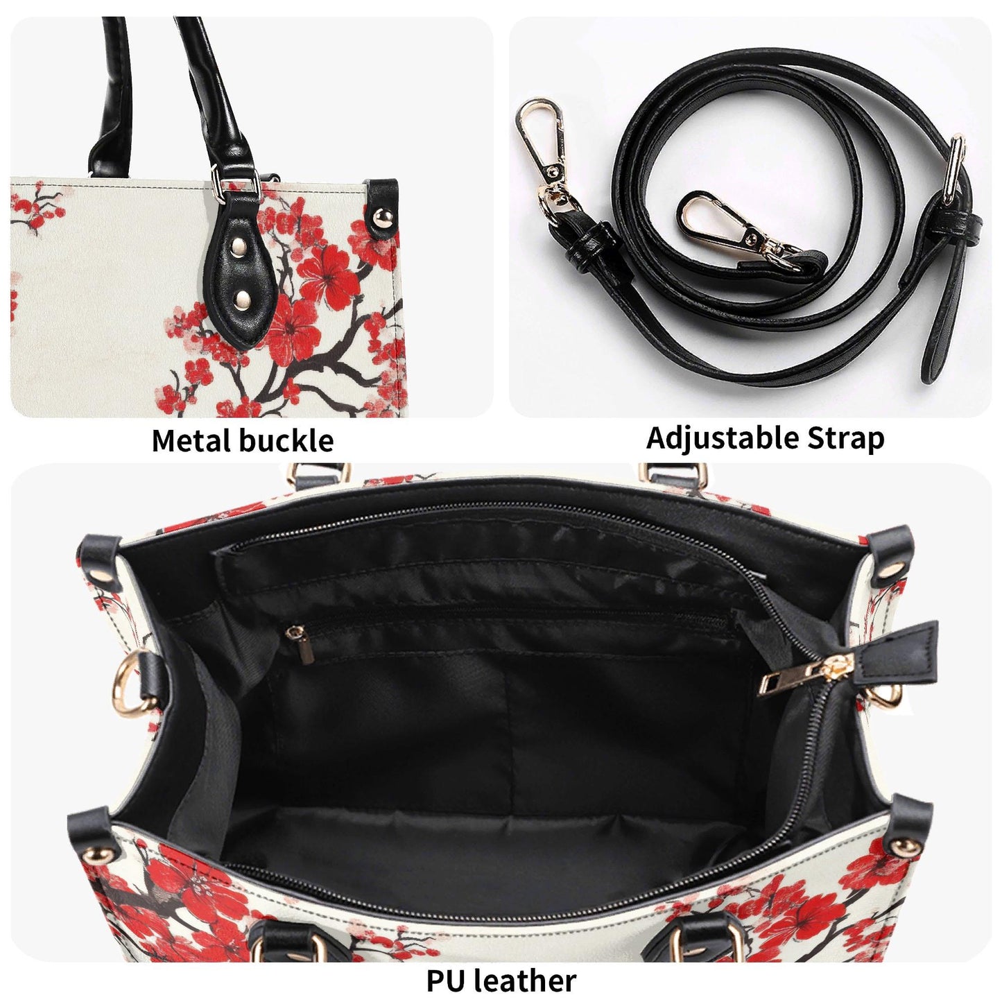 Scarlet Serenade Square Handbag, Waterproof Vegan Leather Handbag, Top Handle, High-quality Crossbody Bag, Shoulder bag, Tote Bag,