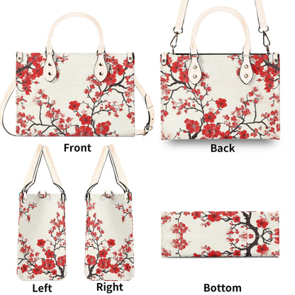 Scarlet Serenade Square Handbag, Waterproof Vegan Leather Handbag, Top Handle, High-quality Crossbody Bag, Shoulder bag, Tote Bag,