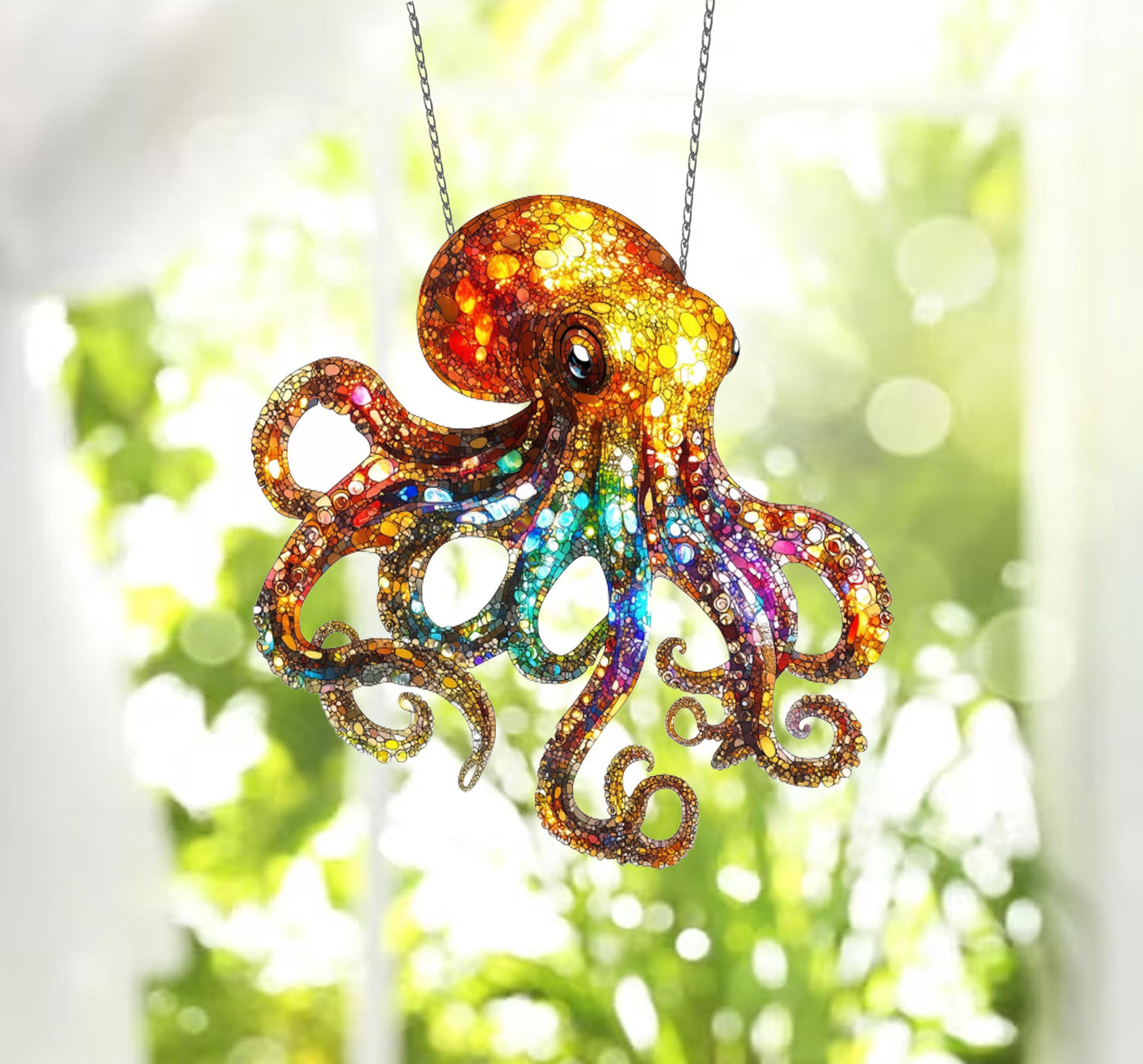 Galaxy Octopus Acrylic Window Decor, Sea Octopus Decor, Acrylic Octopus Window Hangings Art Decoration, Gift for dad, Sea Lovers,House decor