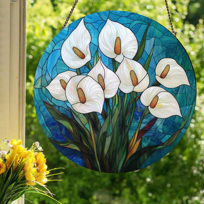 Peace Lily: Stained Glass Style Window Hanging