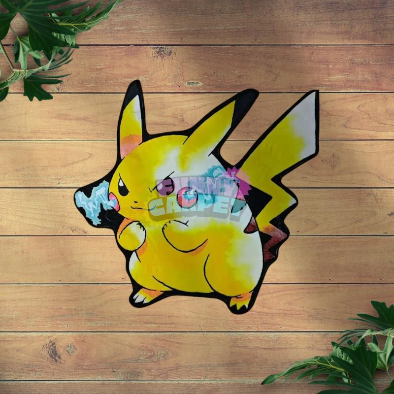 Electric Anime Rug – Shaped Yellow Character Carpet – Soft & Anti-Slip Floor Mat for Bedroom, Gaming Room , Decor