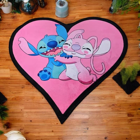 Cute Heart-Shaped Couple Rug – Cartoon Style Hug Design – Soft Anti-Slip Floor Mat – 5 Sizes