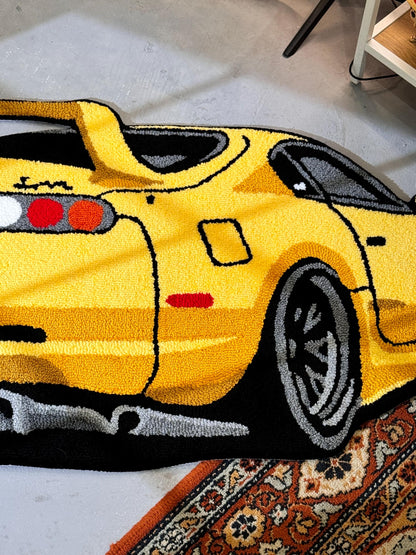 Legend japan yellow car non-slip area rug, Boys' room garage living room decor, Boyfriend gift