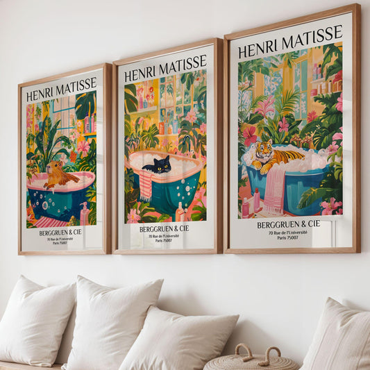 Capybara in Bathtub Print Tropical Pink Bathroom Wall Art Matisse Inspired Animal Poster Aesthetic Spa Decor for Home Wall Art