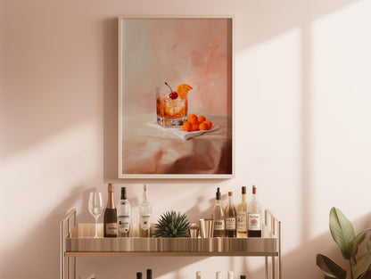 Old Fashioned Cocktail with Cheese Balls Fine Art Print | Cute Quirky Whimsical | Cocktail Art | Bar Cart Decor | Trendy Home Wall Art Gift