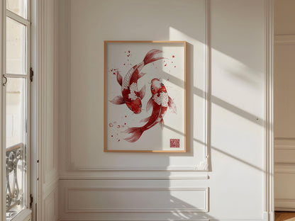 Red Koi Print, Japanese wall art Print, Vintage Print, Trendy Wall Art, Aesthetic Wall Art, Koi Fish Print, Japanese Print, Gift Idea