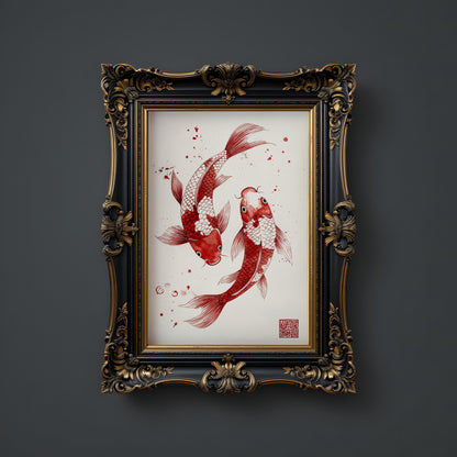 Red Koi Print, Japanese wall art Print, Vintage Print, Trendy Wall Art, Aesthetic Wall Art, Koi Fish Print, Japanese Print, Gift Idea