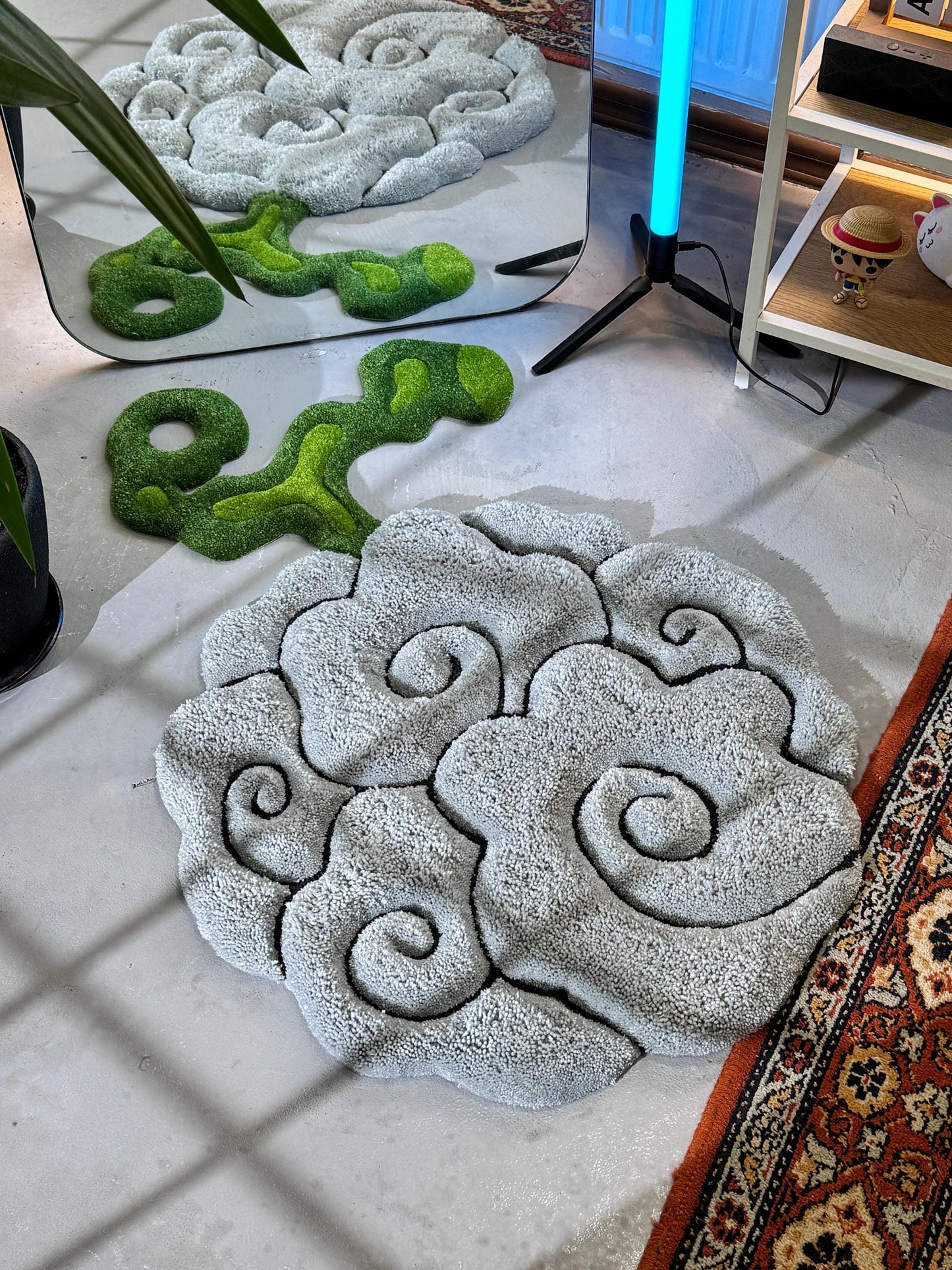 Anime themed 3D Tufted Rug, Handmade Fluffy Rug, Anime Rug, Anime Fan Gift, Plush Rug, Grey fluffy Rug