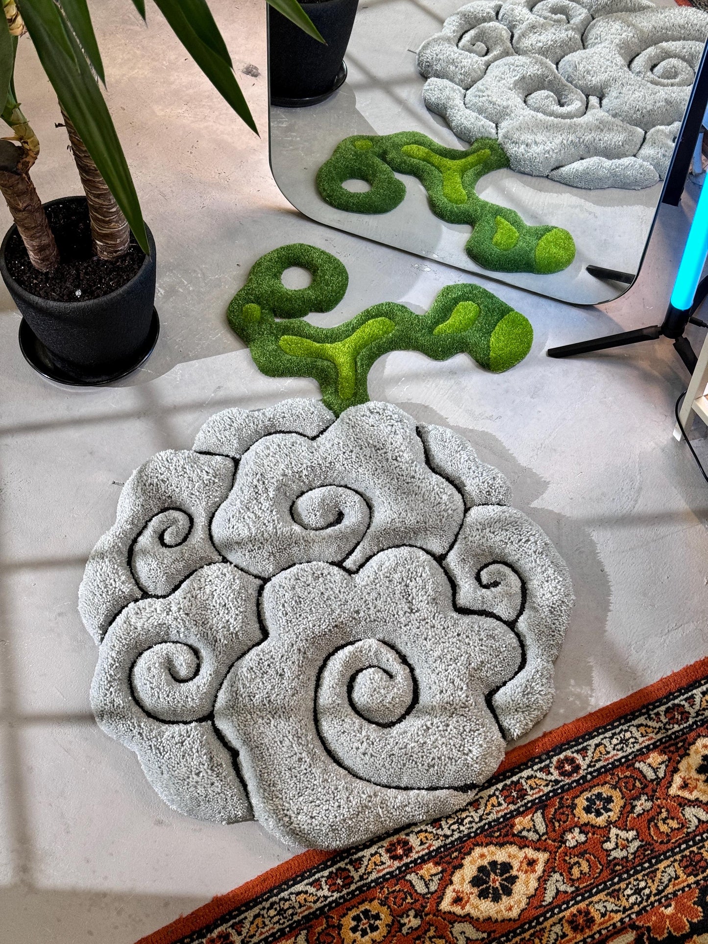 Anime themed 3D Tufted Rug, Handmade Fluffy Rug, Anime Rug, Anime Fan Gift, Plush Rug, Grey fluffy Rug