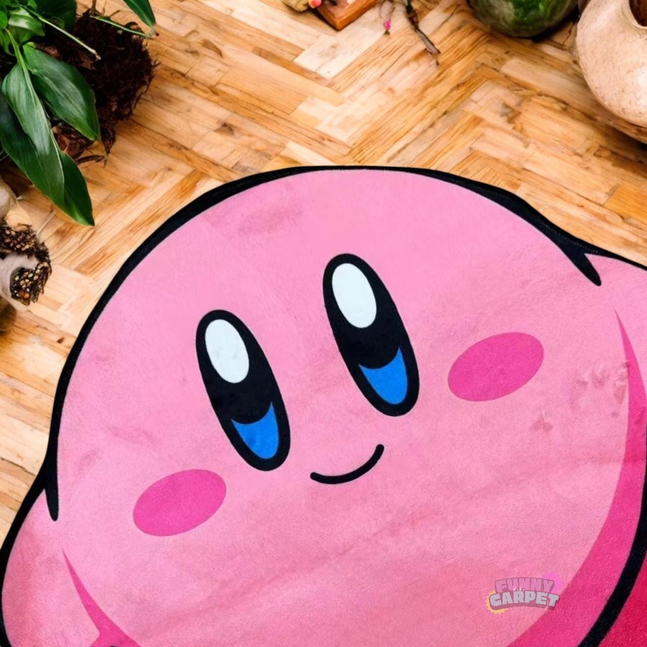Pink Character Shaped Rug – Cute Polyester Floor Mat | Soft Plush Carpet | 5 Sizes | Kawaii Bedroom, Living Room, Dorm Decor