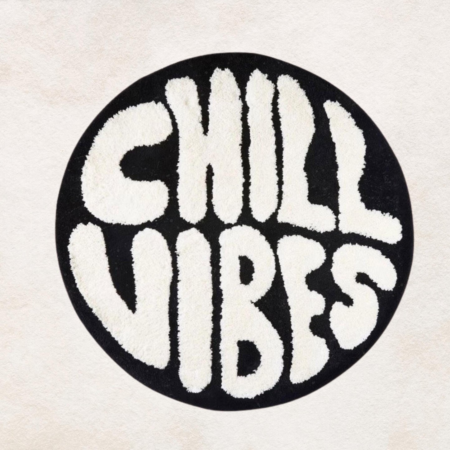 Chill Vibes Rug, Living Room Rug, Area Rug, Black And White Round Rug, Round Rug