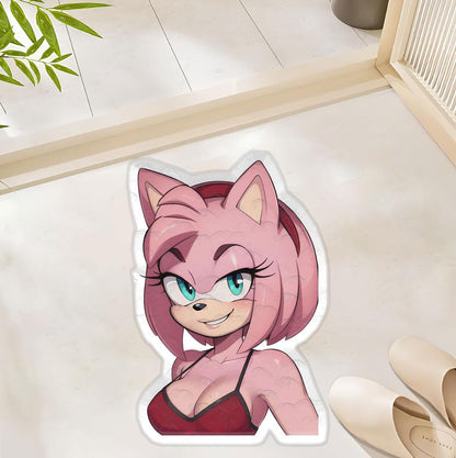 Edgy,Cute Anime Waifu Floor Rug – Ideal for Bedrooms & Gaming Rooms Polyester Rug