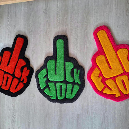 Handmade "Fuck You" Tufted Rug: Funny Swear Word Decor