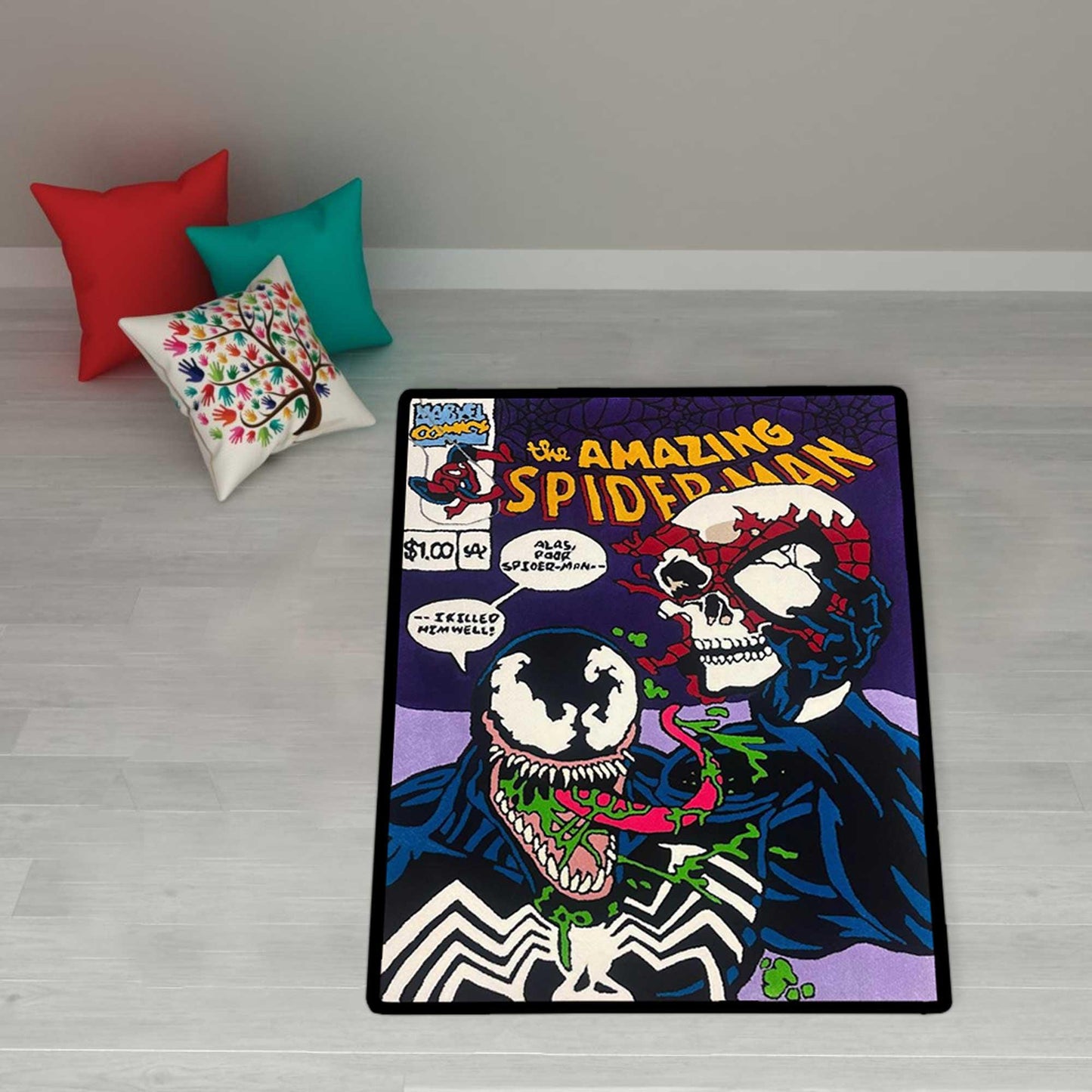 Spiderman Rug, Cartoon Rug, Boyroom Rug, Children Rugs,Gift For Him,Gift For Him,Spiderman Patterned Rug,Spider-Man,SpiderMan Rug,custom rug