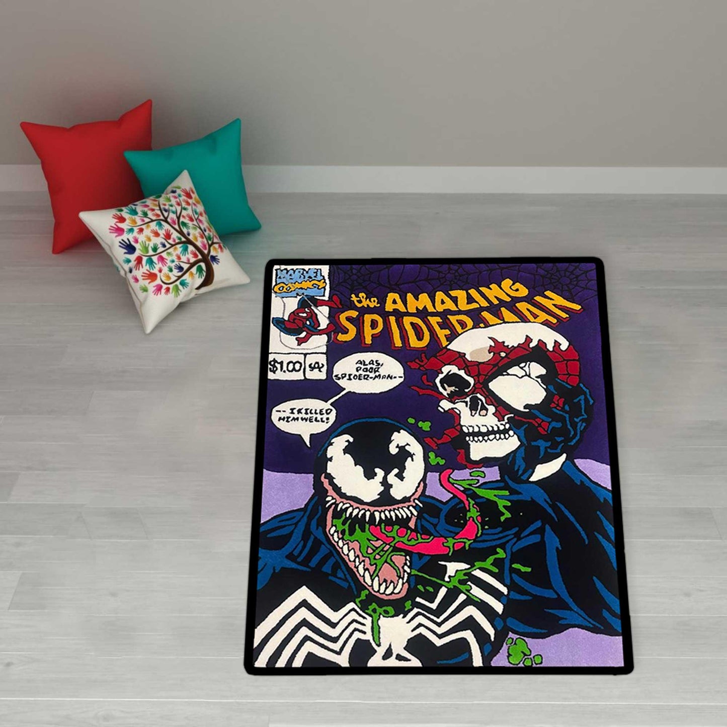 Spiderman Rug, Cartoon Rug, Boyroom Rug, Children Rugs,Gift For Him,Gift For Him,Spiderman Patterned Rug,Spider-Man,SpiderMan Rug,custom rug