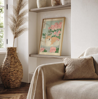 Shiba Inu Art Print: Ukiyo-e Japanese Bathroom Print