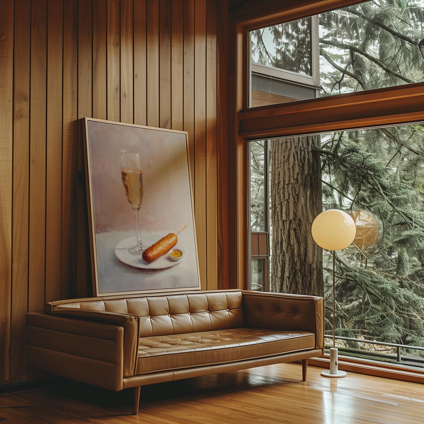 Corndog and Champagne Art Print: Quirky Bar Cart Decor