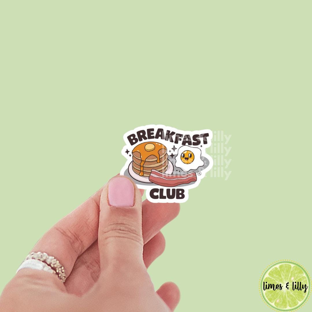 Breakfast Club Pancakes, Eggs, Bacon Vinyl Sticker | Bookish Stickers | Water Bottle Sticker | Kindle Stickers | Trendy Stickers | Brunch