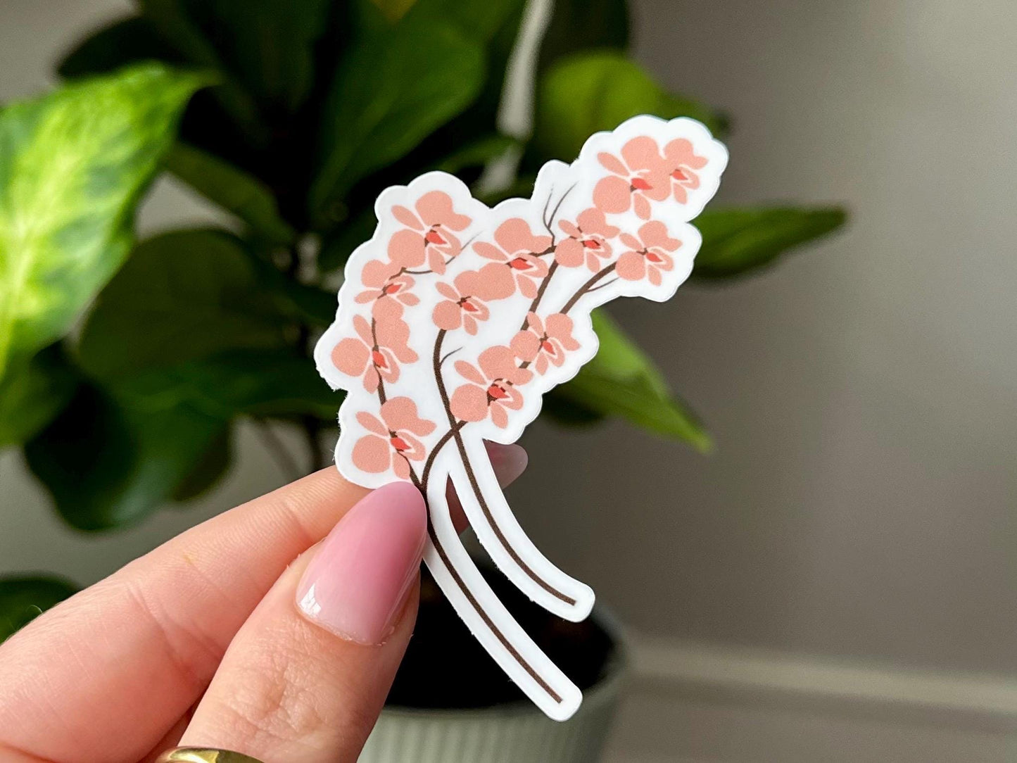 Spring Orchids Waterproof Sticker, Plant Mom Sticker, Plant Gifts, Plant Stickers, Waterbottle Decal