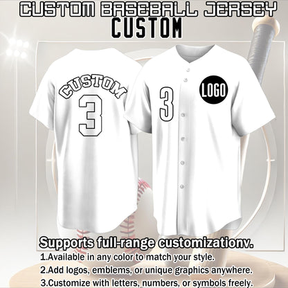 Personalized Custom Baseball Jersey with Team Name and Number Printed or Embroidered Logo Button Up Baseball Uniform for Fans and Players
