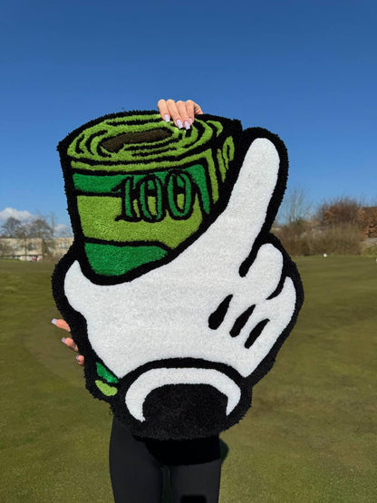 Handmade Money Rug: Acrylic Yarn Tufted Design (65x50 cm)