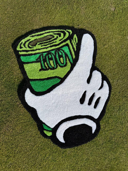 Handmade Money Rug: Acrylic Yarn Tufted Design (65x50 cm)