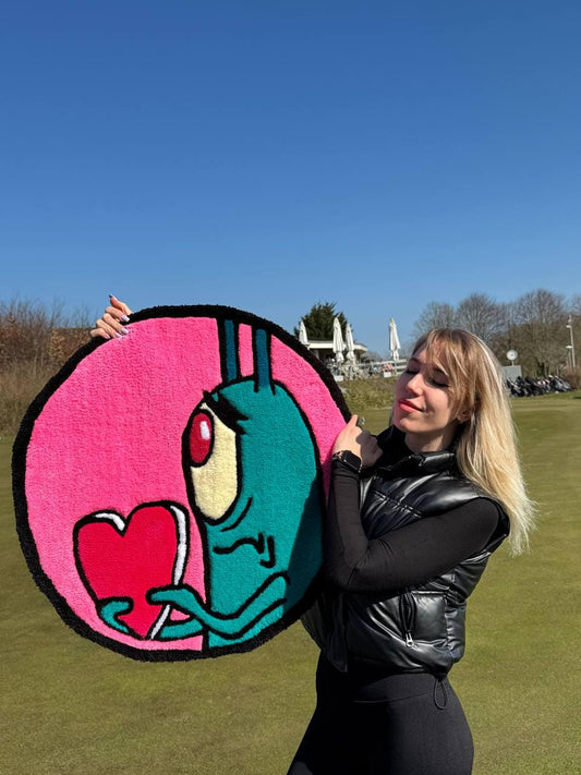 Plankton Rug: Handmade Tufted Acrylic Yarn Rug, Spongebob Decor