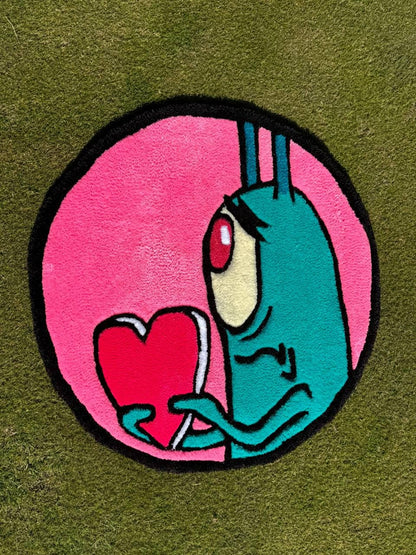 Plankton Rug: Handmade Tufted Acrylic Yarn Rug, Spongebob Decor