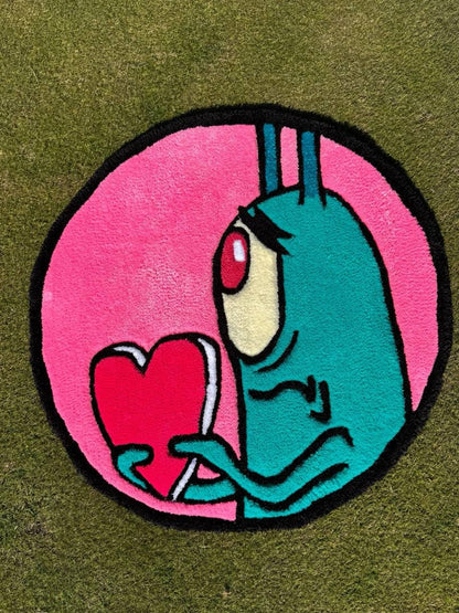 Plankton Rug: Handmade Tufted Acrylic Yarn Rug, Spongebob Decor