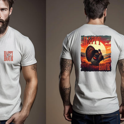 Happy Hour Turkey Hunting Shirt: Unisex Cotton Tee