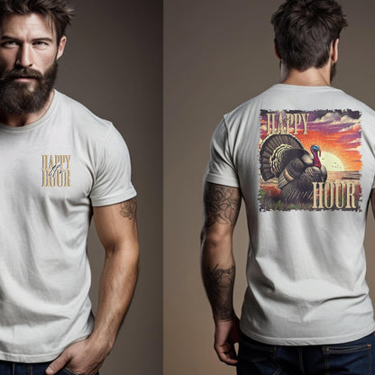 Happy Hour Turkey Hunting Shirt: Outdoorsman Gift