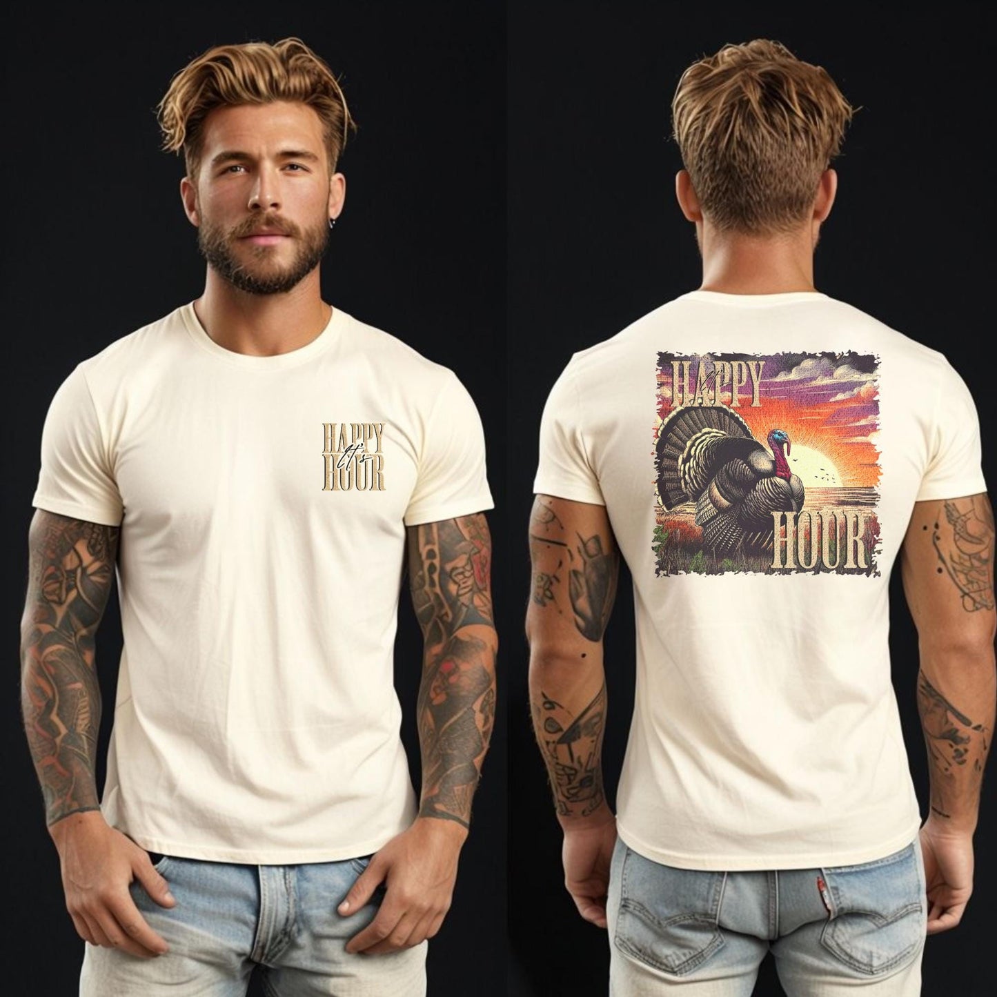 Happy Hour Turkey Hunting Shirt: Outdoorsman Gift