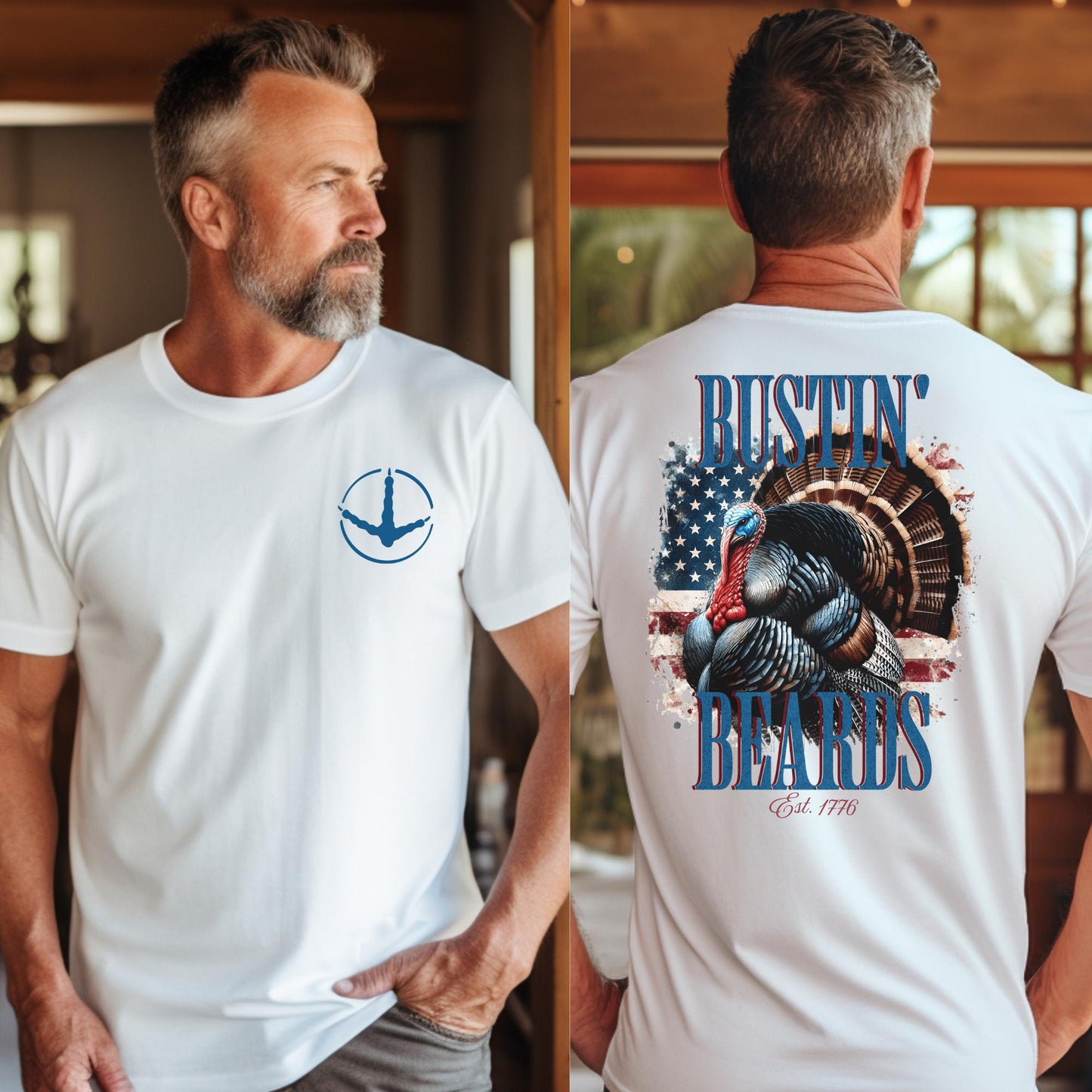 Patriotic Turkey Hunting T-Shirt: Bustin' Beards Apparel