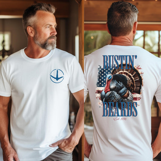 Patriotic Turkey Hunting T-Shirt: Bustin' Beards Apparel