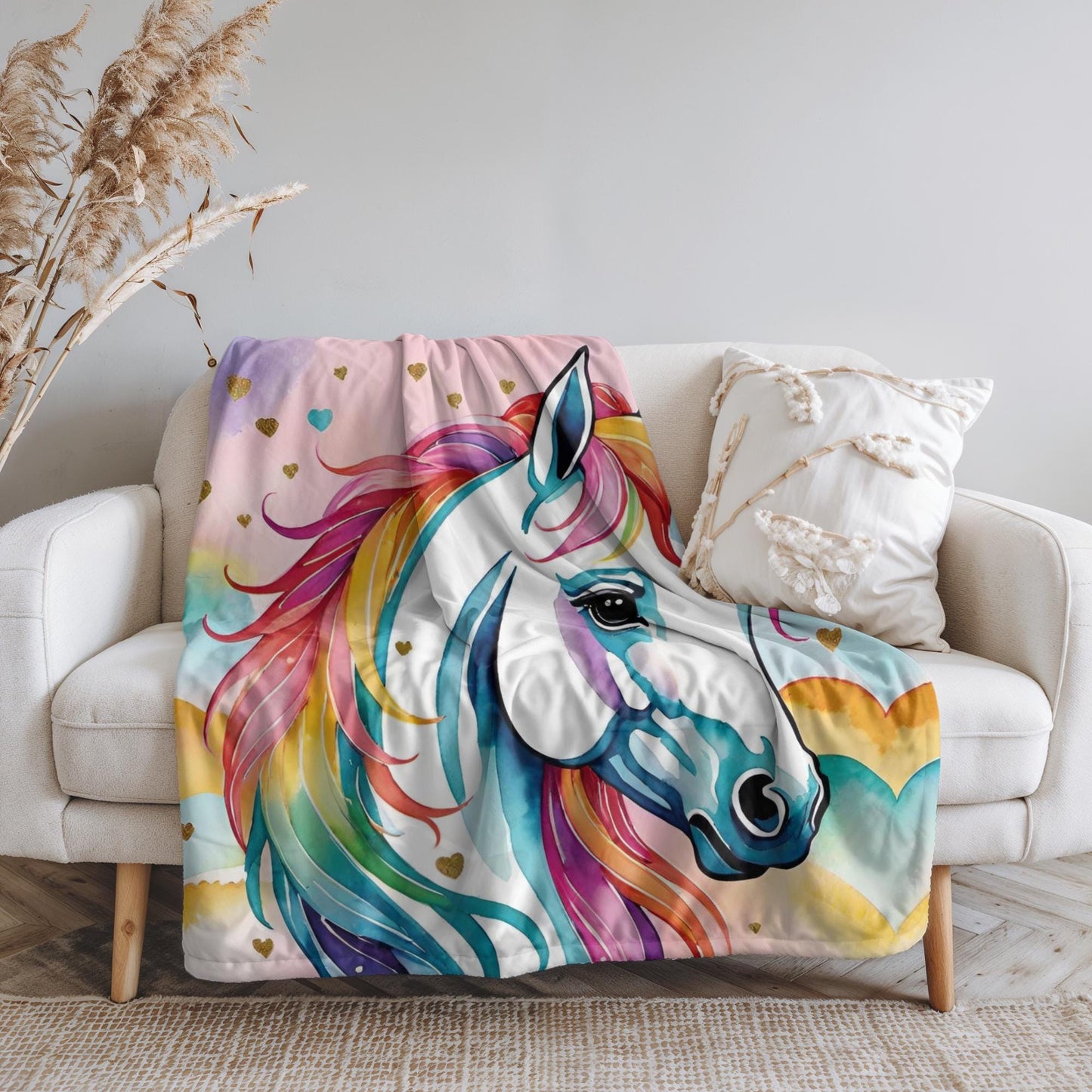Whimsical Unicorn Plush Blanket, Cozy Blanket for Girls, Gift for Daughter's Birthday, Magical Decor, Fairy Tale Blanket, Unicorn Lover Gift