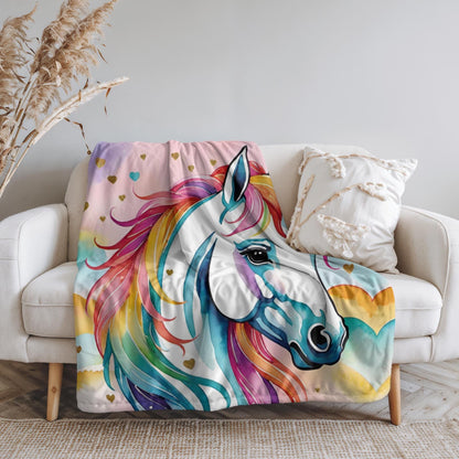 Whimsical Unicorn Plush Blanket, Cozy Blanket for Girls, Gift for Daughter's Birthday, Magical Decor, Fairy Tale Blanket, Unicorn Lover Gift