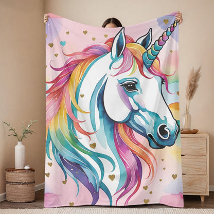 Whimsical Unicorn Plush Blanket, Cozy Blanket for Girls, Gift for Daughter's Birthday, Magical Decor, Fairy Tale Blanket, Unicorn Lover Gift