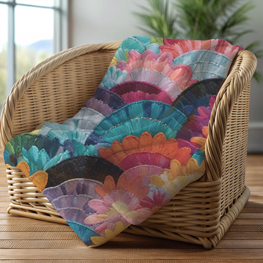 Colorful Cozy Sherpa Fleece Blanket, Vibrant Home Decor, Gift for Home, Wedding, Relaxation, Cozy Night, Patchwork Quilt Look, Rainbow Color