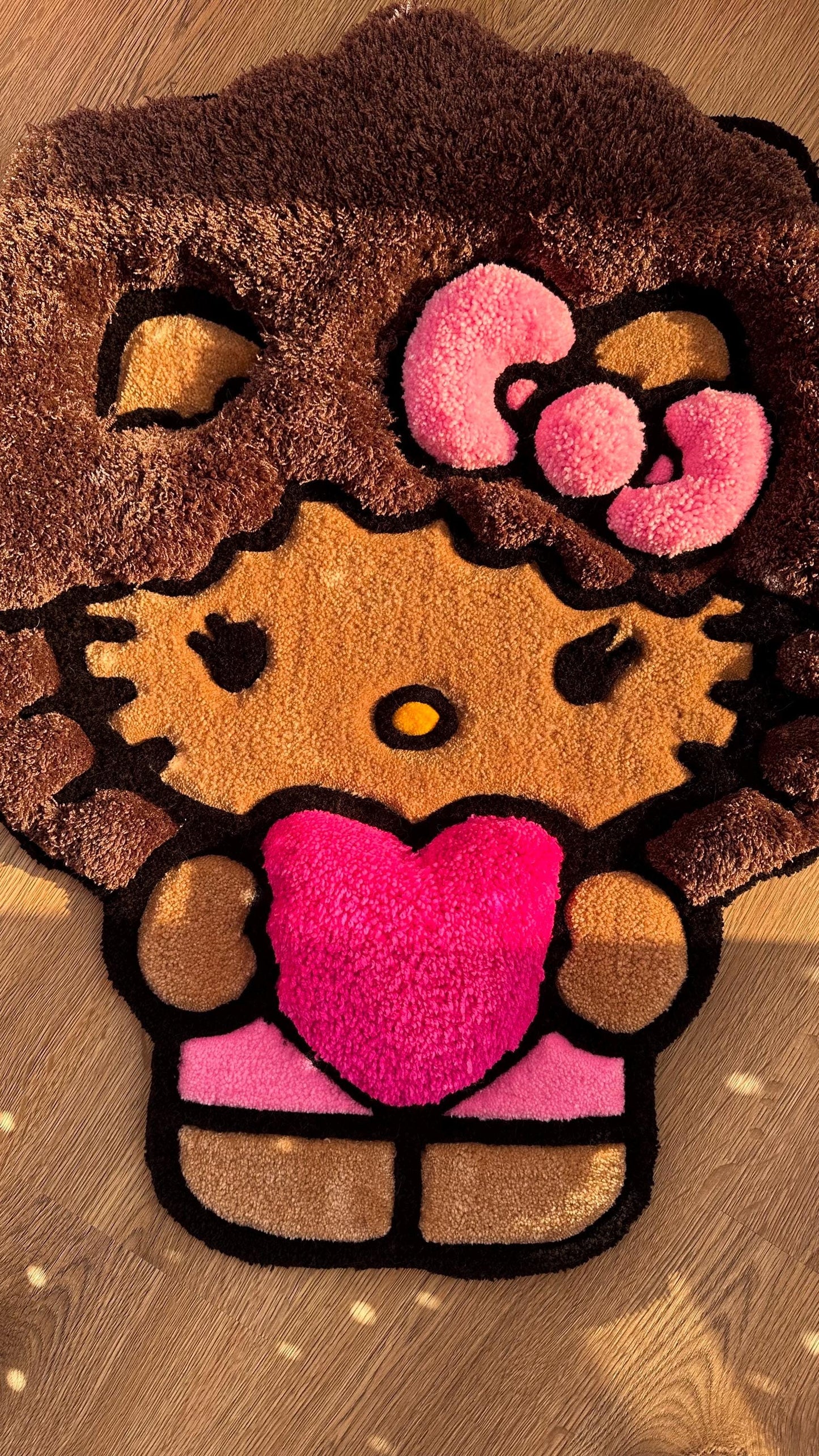 Afro Custom Kitty Tufted Rug – Super Puffy 3D Handmade Rug, Cute Carpet, Kawaii Girl Room Decor, Unique Gift for Her or Bedroom Mat