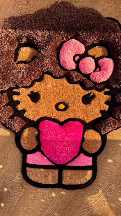 Afro Custom Kitty Tufted Rug – Super Puffy 3D Handmade Rug, Cute Carpet, Kawaii Girl Room Decor, Unique Gift for Her or Bedroom Mat