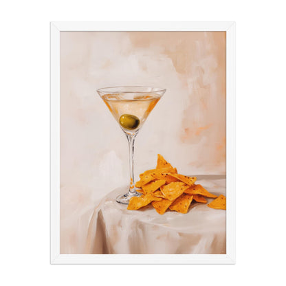 Dirty Martini & Nacho Cheese Chips Art Print: Quirky Bar Cart Decor