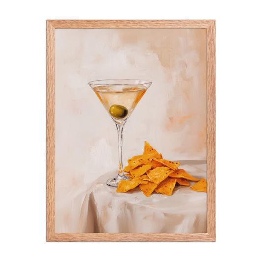 Dirty Martini & Nacho Cheese Chips Art Print: Quirky Bar Cart Decor