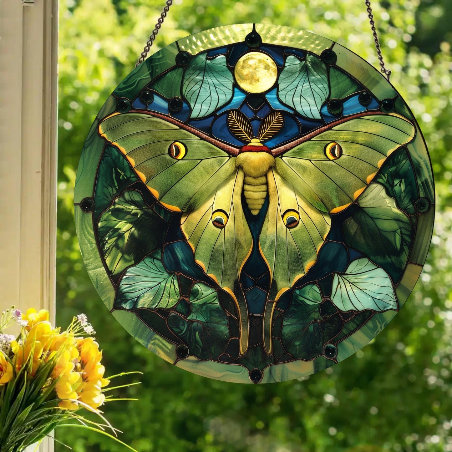 Luna Moth: Stained Glass Style Window Hanging