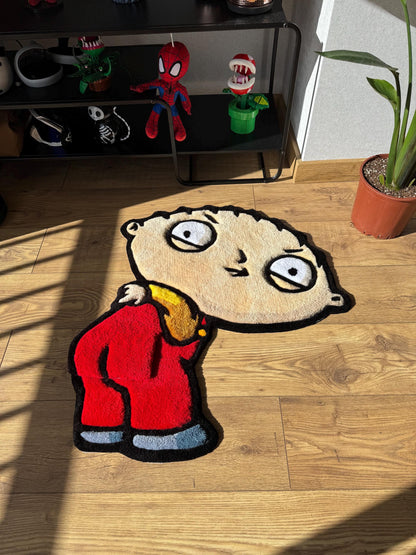 Handmade Stewie Griffin Rug: Family Guy Tufted Wool Carpet