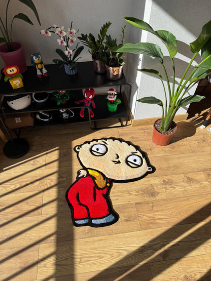 Handmade Stewie Griffin Rug: Family Guy Tufted Wool Carpet