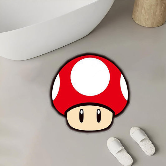 Inspired Red and White Mushroom Themed Floor Rug for Gamers and Nostalgic Decor Polyester Rug