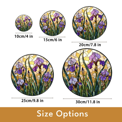 Purple Iris Stained Glass Suncatcher – Tiffany Style Floral Window Hanging – Unique Gift for Garden Lovers