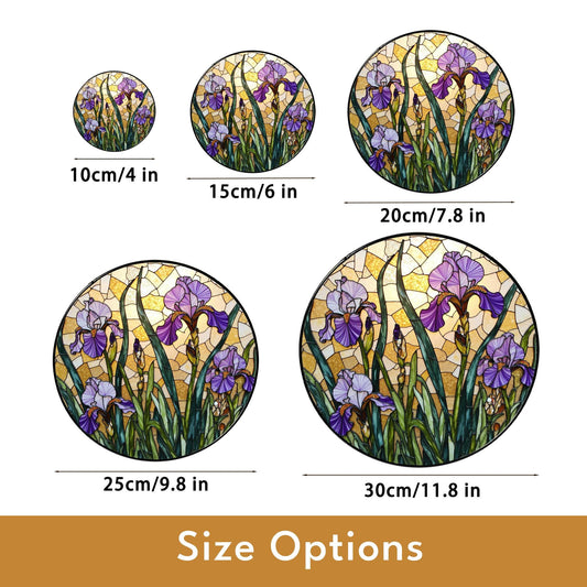 Purple Iris Stained Glass Suncatcher – Tiffany Style Floral Window Hanging – Unique Gift for Garden Lovers
