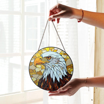 Bald Eagle Stained Glass Suncatcher – Patriotic Window Decor – Gift for Veterans, Dad, or Nature Lovers
